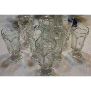 Set of 8 Fostoria Virginia Clear Iced Tea Goblets Glasses Footed Paneled Heavy